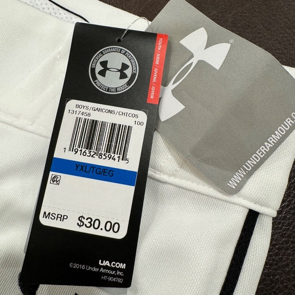 New - Under Armour Youth Boy's Open Bottom Black Piped with Braid Baseball Pant - Picture 4 of 6